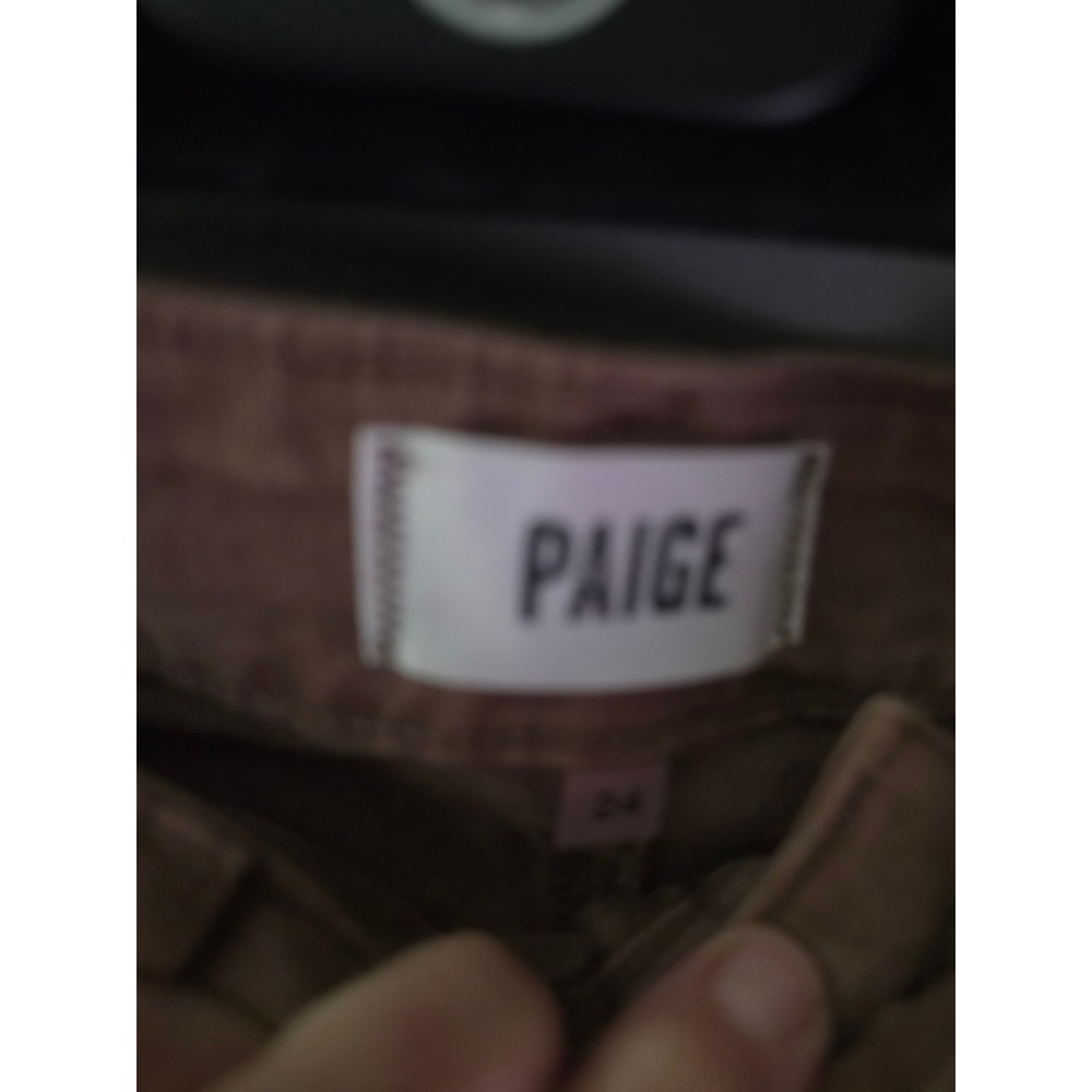 PAIGE High Rise Wide Leg Raw Hem Jeans Mauve Brown Size 24 - Picture 4 of 4
